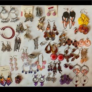 36 pairs of colorful earrings lot - some new